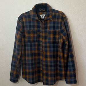Plaid Button-Up Shirt in Blue and Orange